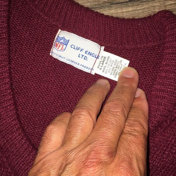 Vintage Wool Joe Gibbs loves Washington Redskins NFL cliff engle Butters sweater - Picture 3 of 4